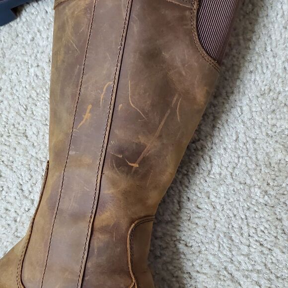 Timberland Graceyn Womens 7.5 Waterproof Tall Boot Side Zip Leather Distressed - Picture 9 of 14